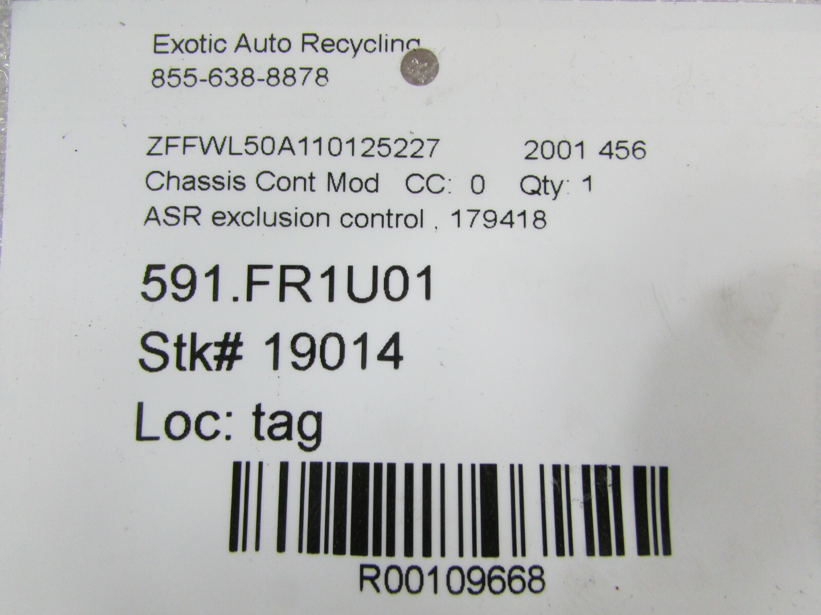 Ferrari 456, ASR Exclusion Control Module, Used, P/N 179418
