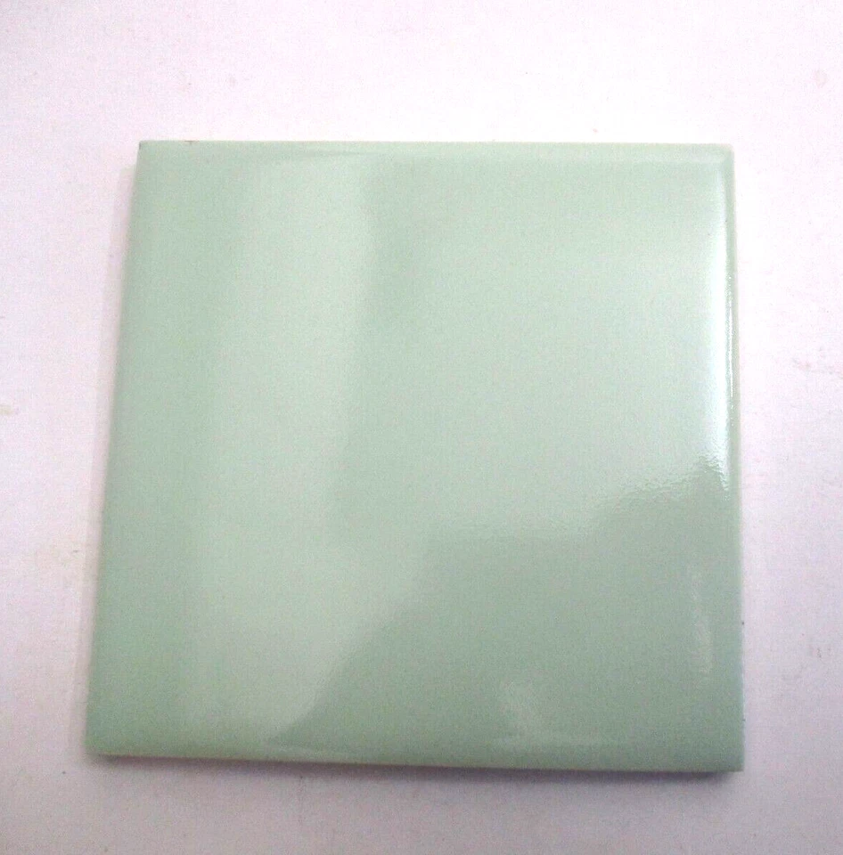 1 плитка Robertson США 4-5/16 дюйма глянцевая бледно-легкая пастельно-зеленая керамика 1950-е винтаж MCM - Изображение 4 из 4