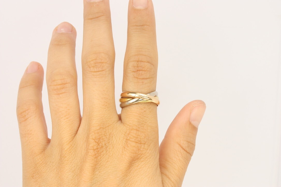 T*e様 Cartier 750YG C2 ring 18K #56 Cartier 18K 750 Gold Tri-Color 3@ 2.7mm Trinity Ring EU 56 Size 7