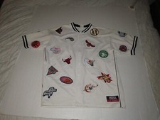 NBA Majestic All Over Team Patches Embroidered Warm Up Basketball Shirt Lakers