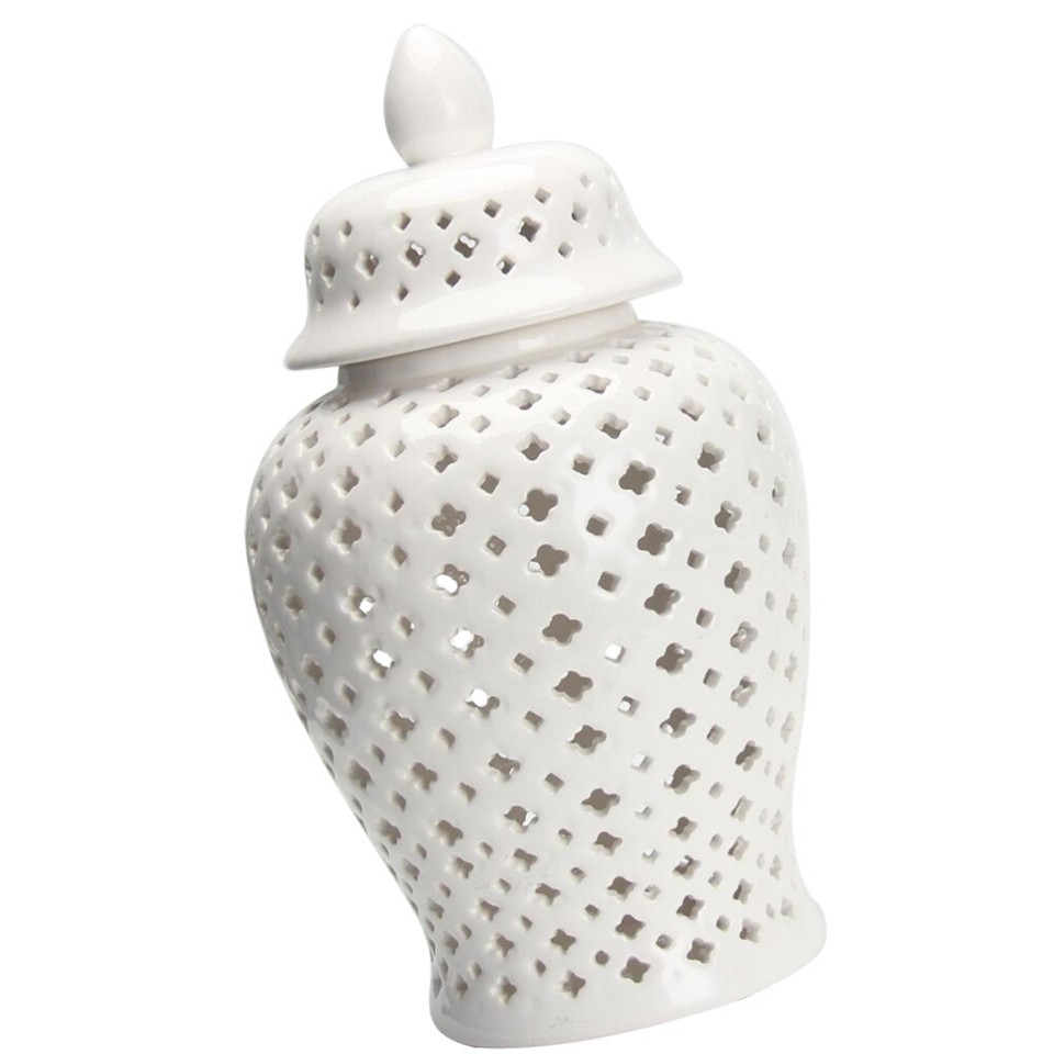 Ceramic Countertop Hollow Out Ginger Jar Pot Desktop Ornament