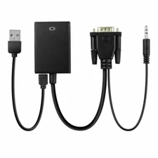 US VGA To HDMI Converter 1080P HD Adapter With Audio Cable For HDTV PC Laptop TV