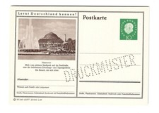P 41 Picture Postcard Print Sample 10 Pfennig Heuss Hannover 65/377 **
