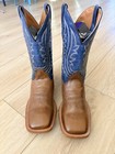 NEW Men’s Western Cowboy Boots Square Toe Size 11.5 Color Brown And Blue Leather — photo 4