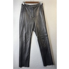 Jacqueline Ferrar Black Genuine Leather Pants Women's Size 8 Goth Punk Emo Rock