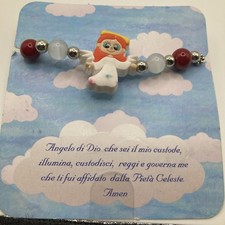 New Carded Beaded Guardian Angel In Italian Bracelet