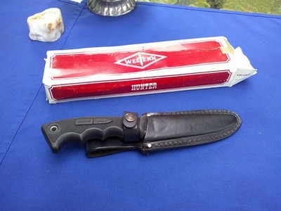 Western Cutlery Co Skinner R16 Black Finger Grooved w/Sheath & Box NIB