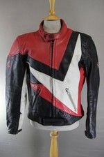FRANK THOMAS BLACK, RED & WHITE LEATHER ARMASPORT BIKER JACKET 44 INCH