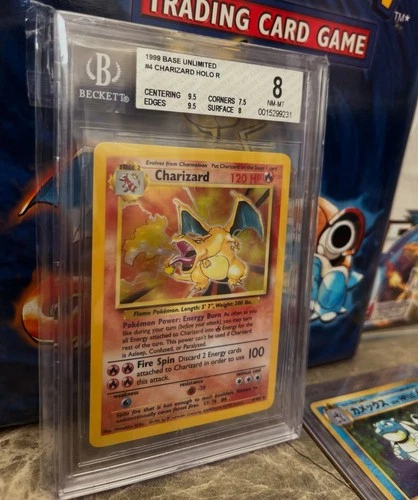 🔥 Charizard HOLO Base Set 1999 BGS 8 Near Mint NM 4/102  Pokemon Card