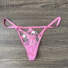 Pink By Victoria s Secret Xs Pink Sheer Mesh Wink V String Panties