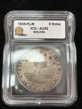 SASA 1835 P LM Bolivia 8 Soles ICG Au50