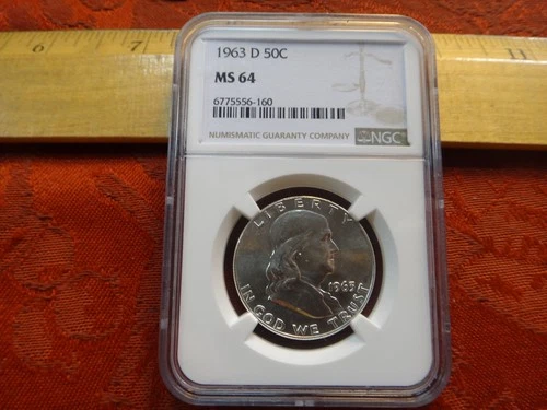 1963-D United States Franklin Silver Half Dollar 50c NGC Grade MS64 - No Reserve