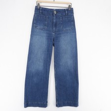 Pilcro The Skipper Jeans Womens 27 Blue High Rise Wide Leg Sailor Anthropologie