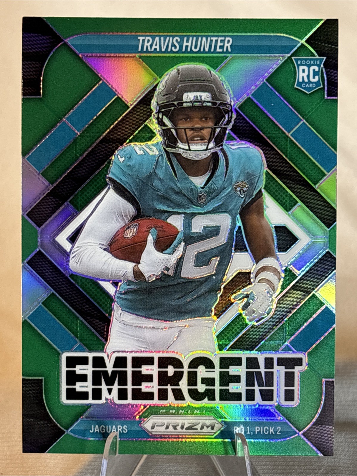 2025 Panini-Prizm Football Travis Hunter RC Emergent Silver Prizm #12 Jaguars