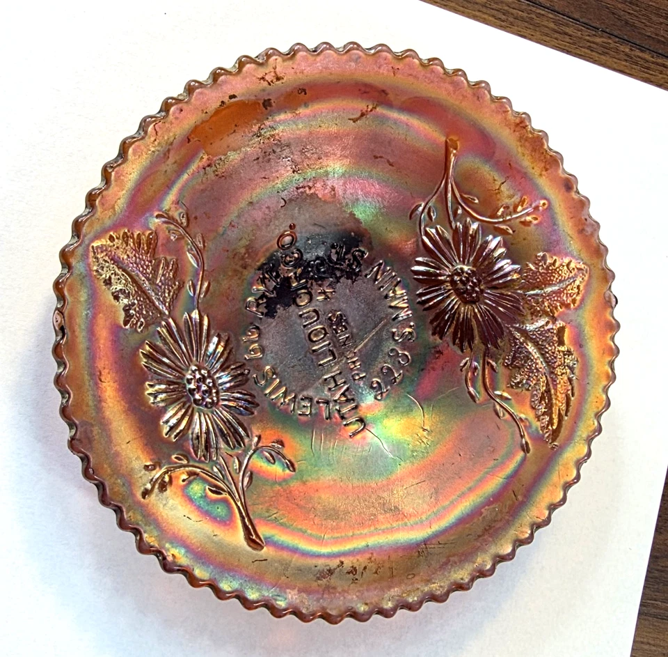 Utah Liquor Co. 6" Placa Publicitaria Carnaval Vidrio, Fenton, Lewis 66 Centeno Foto 3 de 4