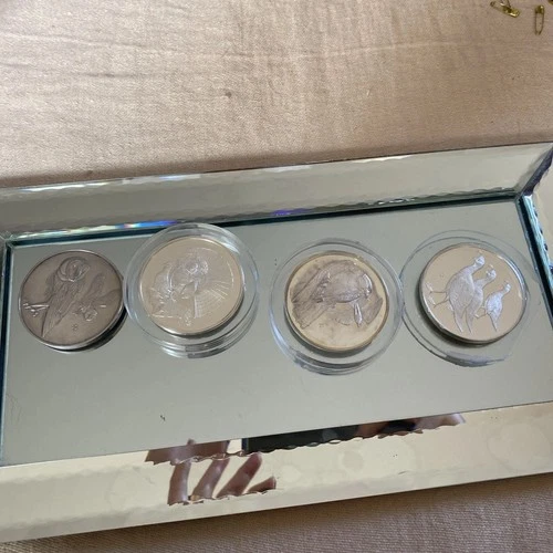 Franklin Mint Roberts Bird Sterling Silver Medals coins 4 rounds Total 266 gram