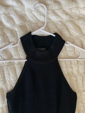 Guess Black Ribbed High-Neck Bodycon Dress
