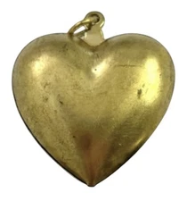 Vintage Heart Charm Pendant Tarnished Brass Puffy Heart Vintage Jewelry Women