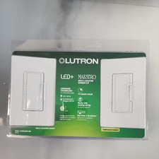 New Lutron MACL-153MLRHW-WH Maestro Dimmer Kit 2 Pack White LED+ Free Shipping