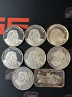 Lot of 8 VINTAGE MERRY CHRISTMAS SANTA 1 TROY OZ .999 SILVER ROUNDS & BAR (8oz)