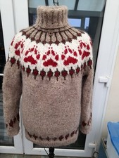 Herren grob Strick Norweger Pullover ausgefalenes Jaquard Muster Stricken