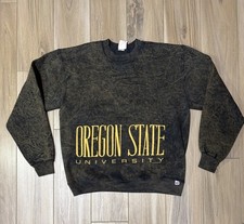 VTG Oregon State Beavers OSU Russell Athletic Crewneck Sweater Large Acid Wash