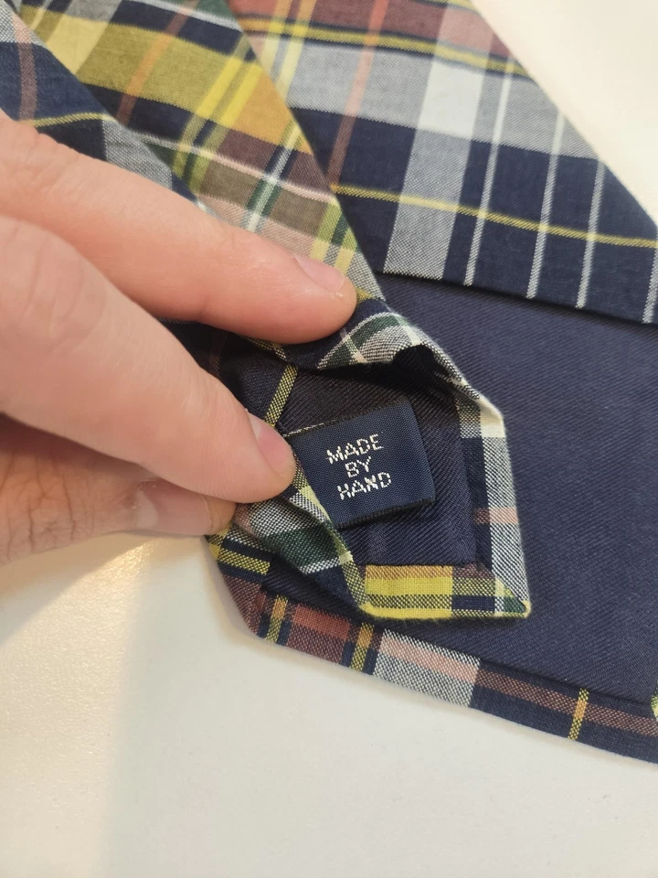 Polo Ralph Lauren Tie Mens One Size Madras Plaid Cotton Handmade Made in USA - Image 4 of 4