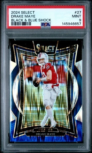 2024 PANINI SELECT BLACK & BLUE SHOCK #27 DRAKE MAYE ROOKIE RC PSA 9