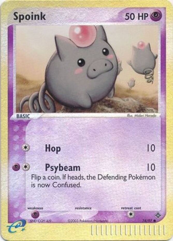 Damaged Spoink - 74/97 - Common - Reverse Holo Pokemon Dragon