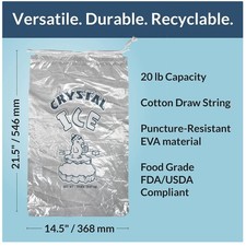 Convenient 20 lb. Drawstring Ice Bags 30-Count