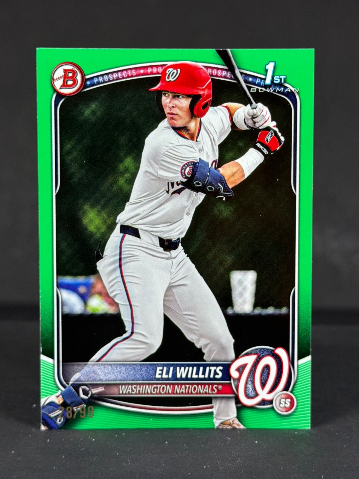 Eli Willits 2025 Bowman Draft 1st Green Boarder /99 Nationals Prospect
