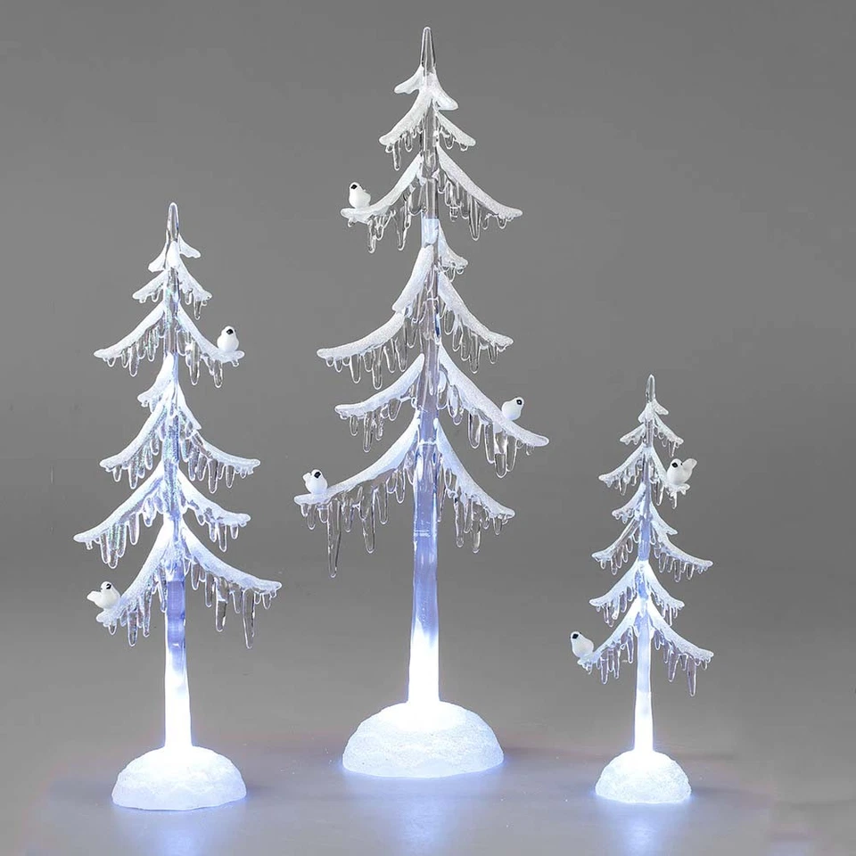 Dekobaum mit Vogel LED-Licht Acryl Weihnachtsbaum Weihnachtsdeko Timer formano
