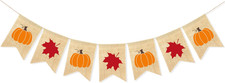 Burlap Pumpkin Maple Leaves Banner Fall Thanksgiving Decorations