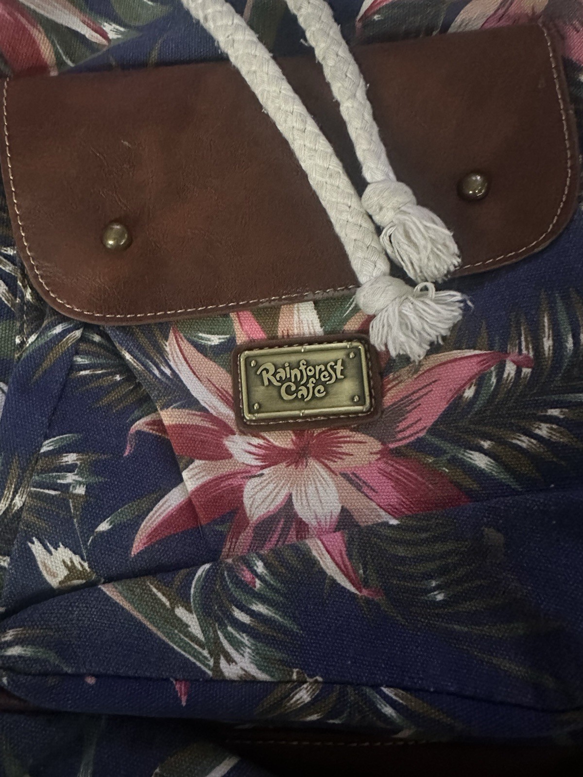 Drawstring Rainforest Cafe Floral Backpack With P… - image 2