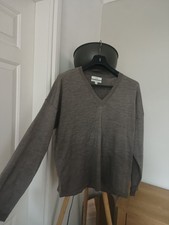 M&S Marks Spencer Jumper Mens XL Large V Neck Brown 100% Merino Wool Capsule 