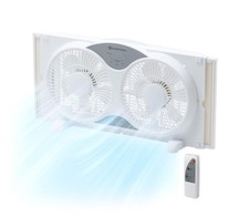 9-Inch Twin Window Fan with Remote, Reversible, 3-Speed, Expandable, Ideal for H
