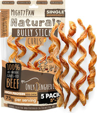 Naturals Curly Bully Sticks for Dogs - Grass Fed Beef Chews. Bully Sticks for La