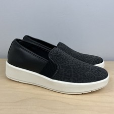 Clarks Women  s Size 10.0 M Layton Petal Black Animal Print Casual Slip On Shoes