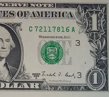 1988A $1 Federal Reserve WEB Note – Philly  – PLATE #3/2 BEP Experimental UNC