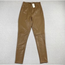Abercrombie Fitch Vegan Leather Pants Womens Small Long High Rise Side Zip
