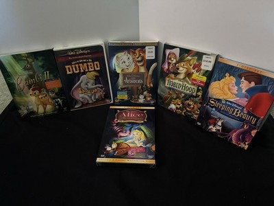 Lot Of 6 Sealed Disney DVDs Sleeping Beauty RobinHood Aristocrats Dumbo Bambi2 +