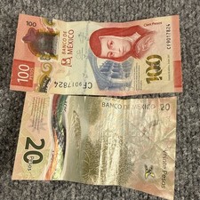 Mexico Currency Lot – 100 Pesos & 20 Pesos Banknotes Banco de México