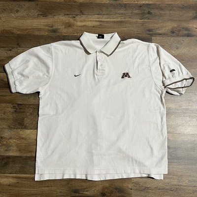 VTG Minnesota Golden Gophers Polo Shirt Mens XL White Nike Team Golf NCAA