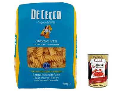 10x De Cecco Pasta 100% Italian Ghiottole N.134 Noodles 500 G+Polpa 400g
