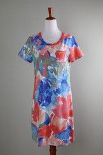 T BY TALBOTS NWT $89 Soft Stretch Watercolor Floral Tee Dress Size Small Petite