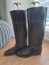 Black Leather Riding Boots, Size 6 Wide Calf Fitting. VGC