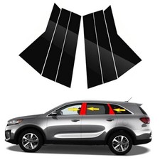 6 PCS Glossy Black Door Window Pillar Post Cover Trims Anti Scratch Stickers
