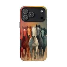 For iPhone / Galaxy / Pixel | Phone Ink Case - Horses Colorful Wild Stallions