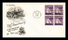 DR JIM STAMPS US COVER SHIPBUILDING 350TH ANNIVERSARY FDC BLOCK OF 4 ARTCRAFT
