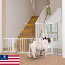 No Pawblems 16.5" 6-Panel White Double Folding Dog Gate Indoor/Outdoor Pet Fence